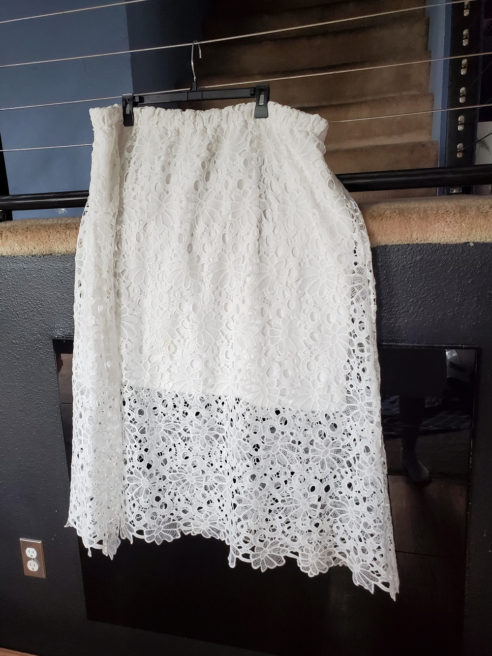 Adiva White Lace A-Line Midi Skirt